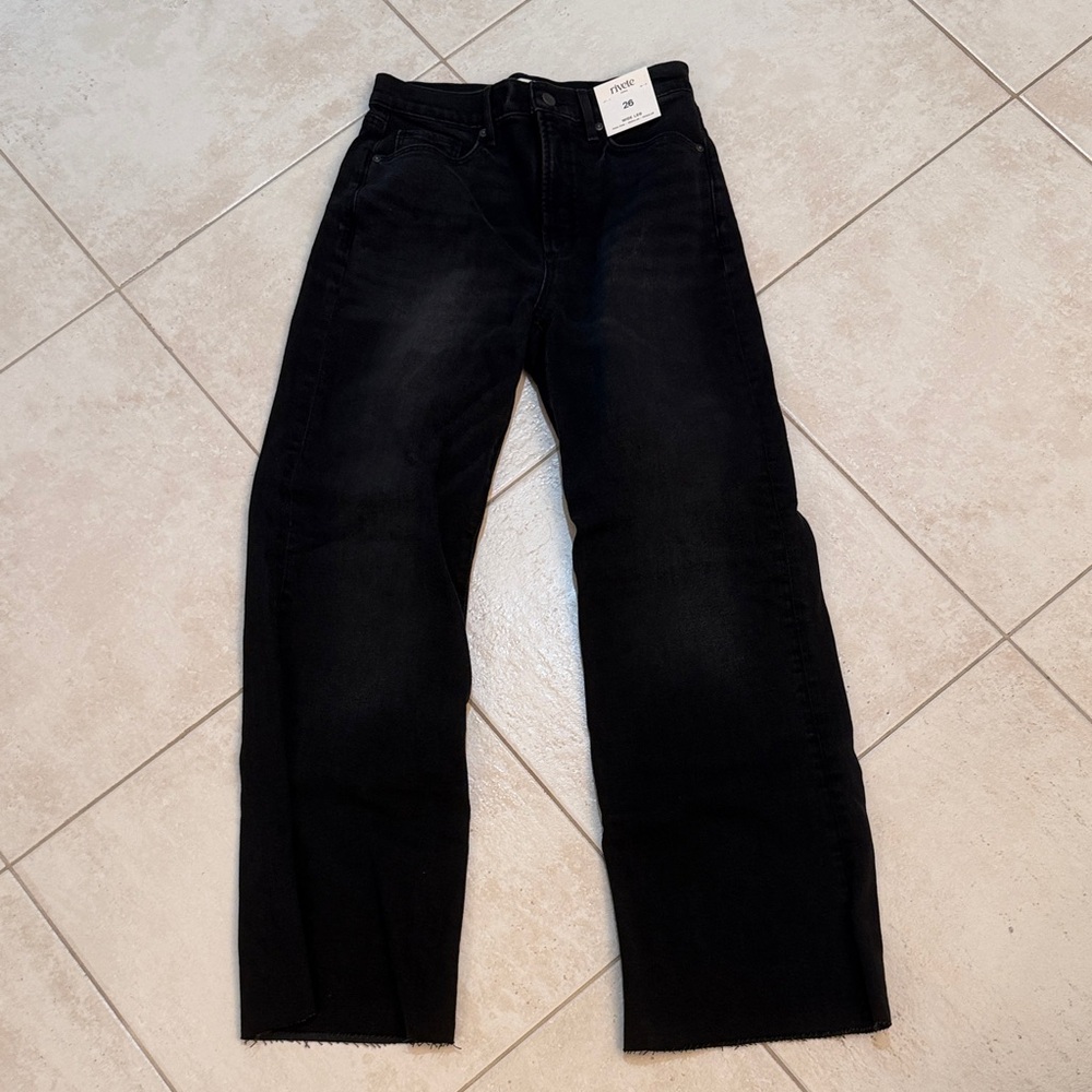 LOFT Women’s Rivete Black Jeans- high rise wide leg